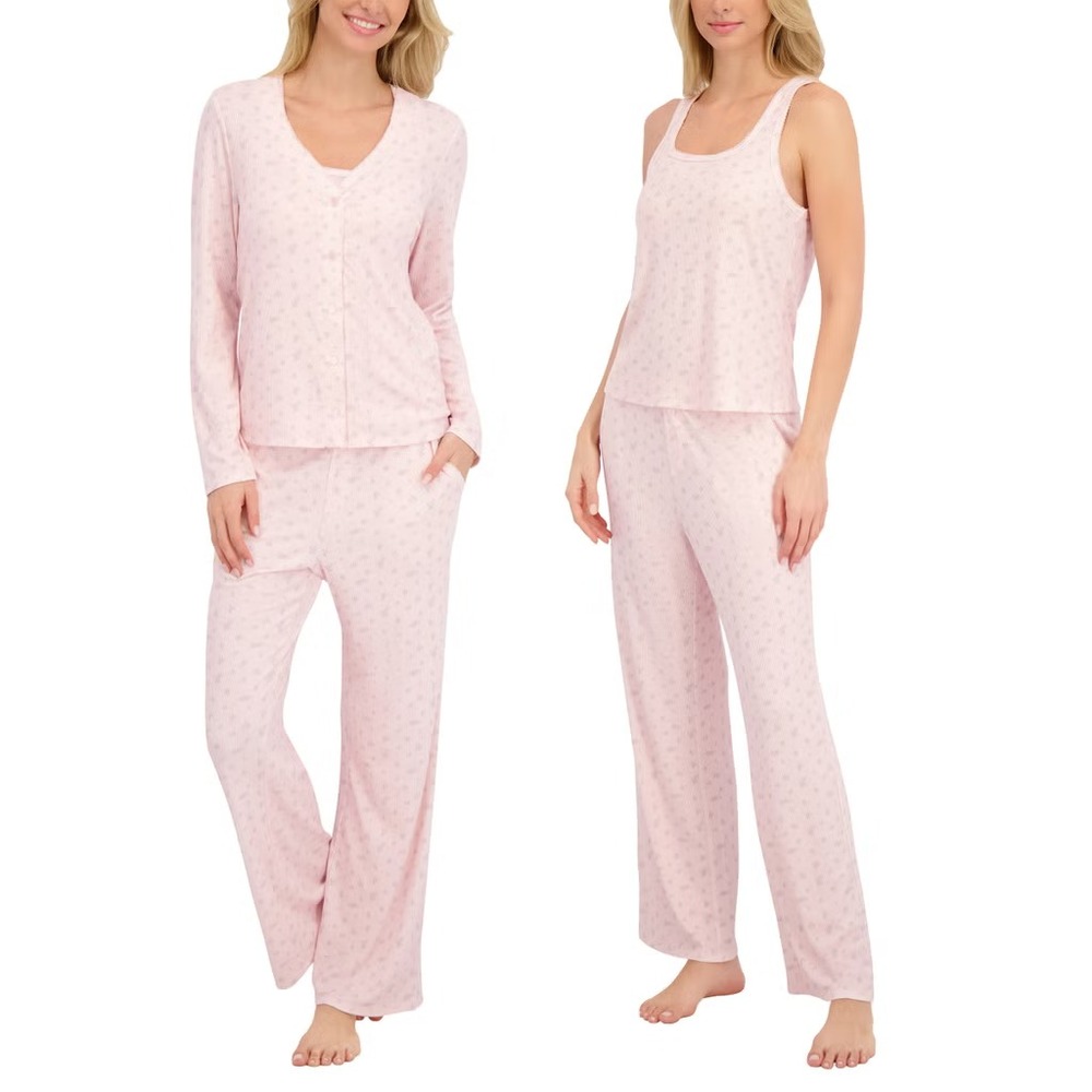 Live2Lounge Women's 3-piece Picot Lounge Set, Pink, Size: Large, NWOT